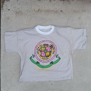 Vtg Georges Marciano GUESS Striped Single Stitch Crop  T-shirt